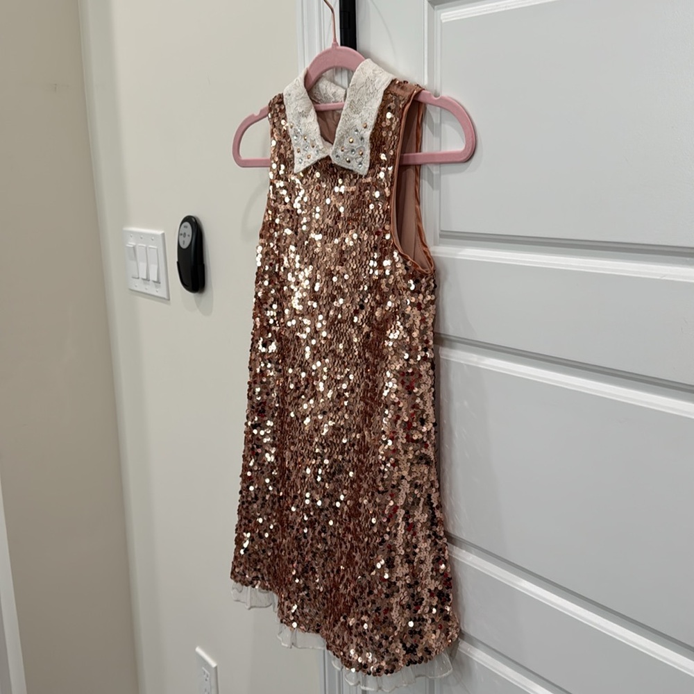 Beautees Girls Fancy Party Holiday Dress Rose Gold Sequins Formal Dance, sz 10 - Picture 5 of 8